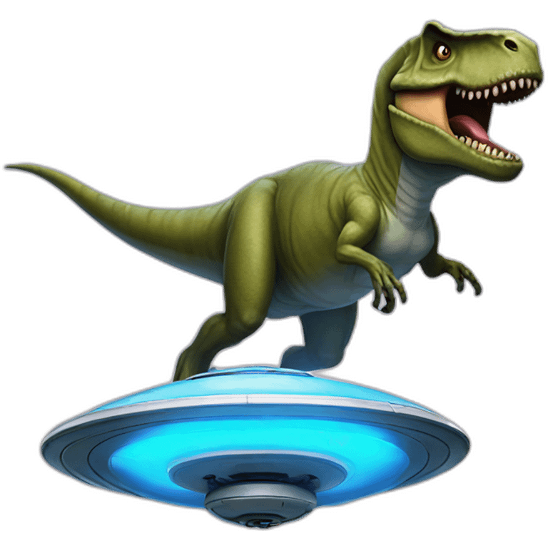 T-Rex flying a ufo emoji