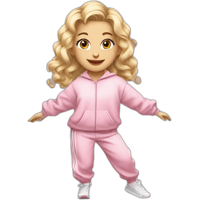 dancing-fair-haired-white-girl-pink-oversize-tracksuit emoji