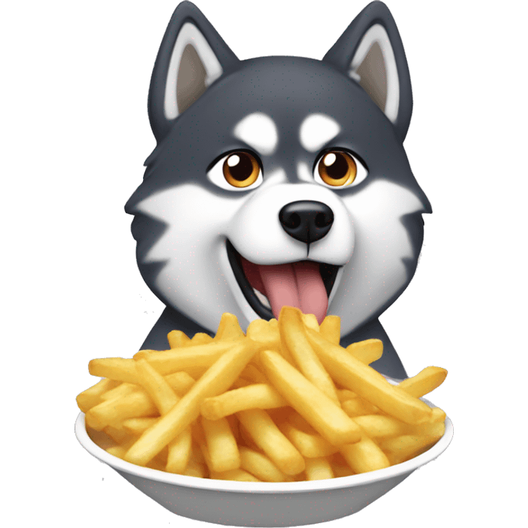 Husky eating fries emoji