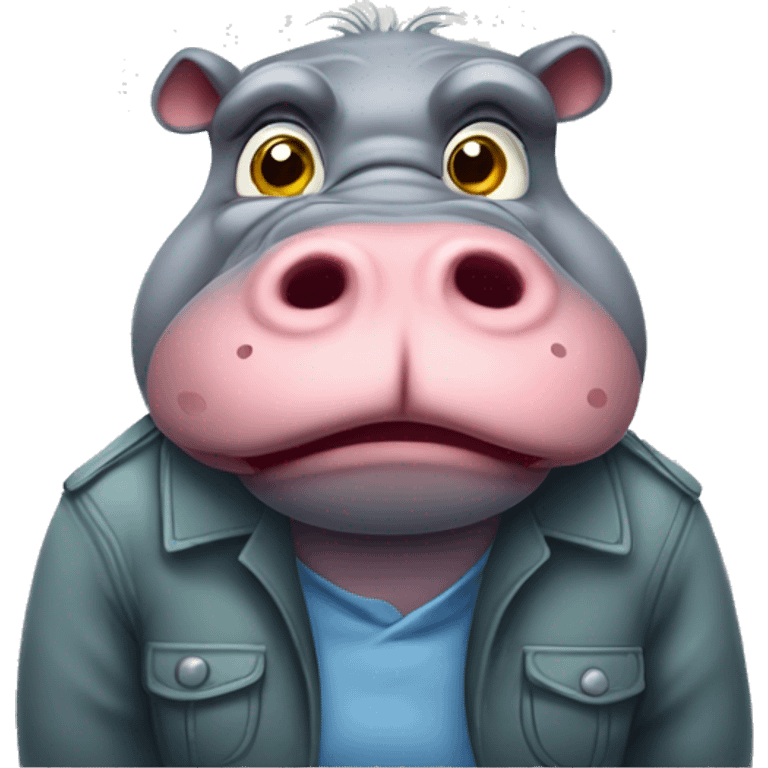 Grumpy hippopotamus  emoji