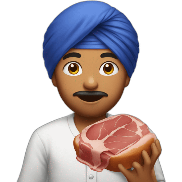 Sikh boy eating meat emoji