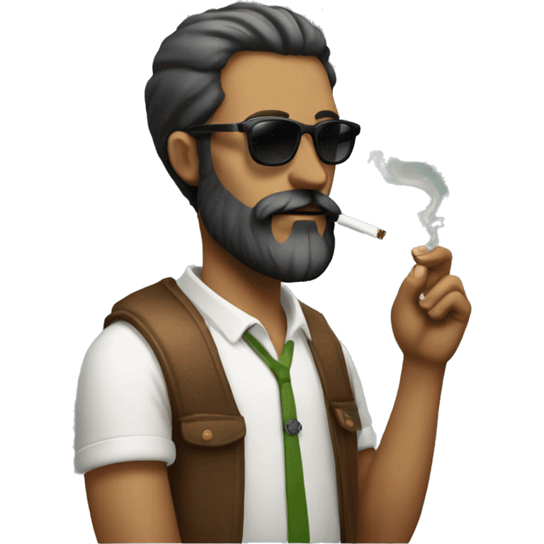 man with beard, smoking a ciggarette, wearing sunglasses, looks italian emoji