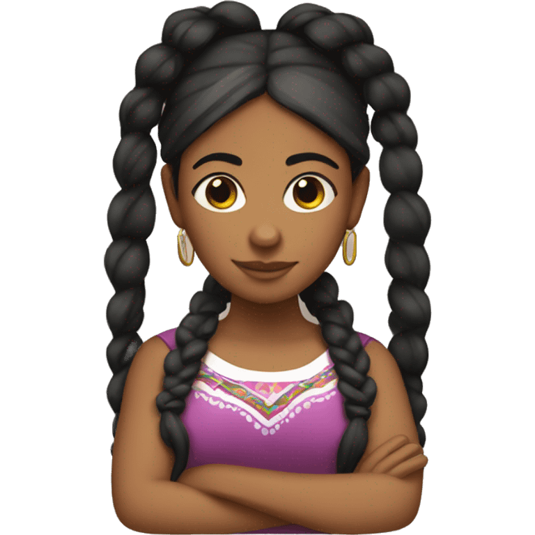 Mexican and black girl with braids emoji