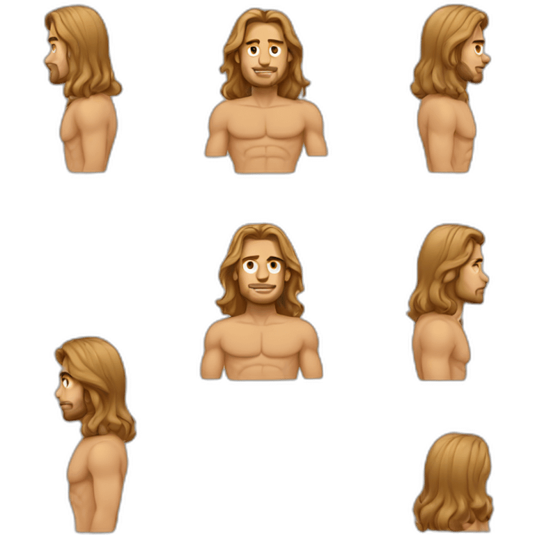 Tan fit long haired man emoji