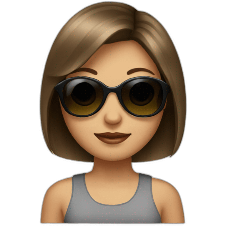 Girl with brunette Bob Hair Style with Sunglasses on their had emoji