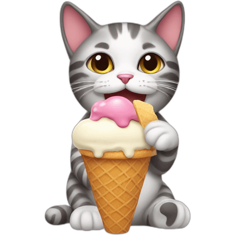 Cat eating ice cream emoji