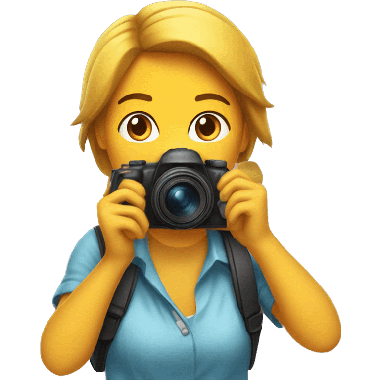 Chica haciendo fotos con cámara de fotos emoji