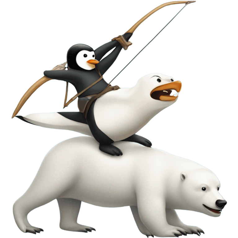 penguin archer riding a polar bear emoji