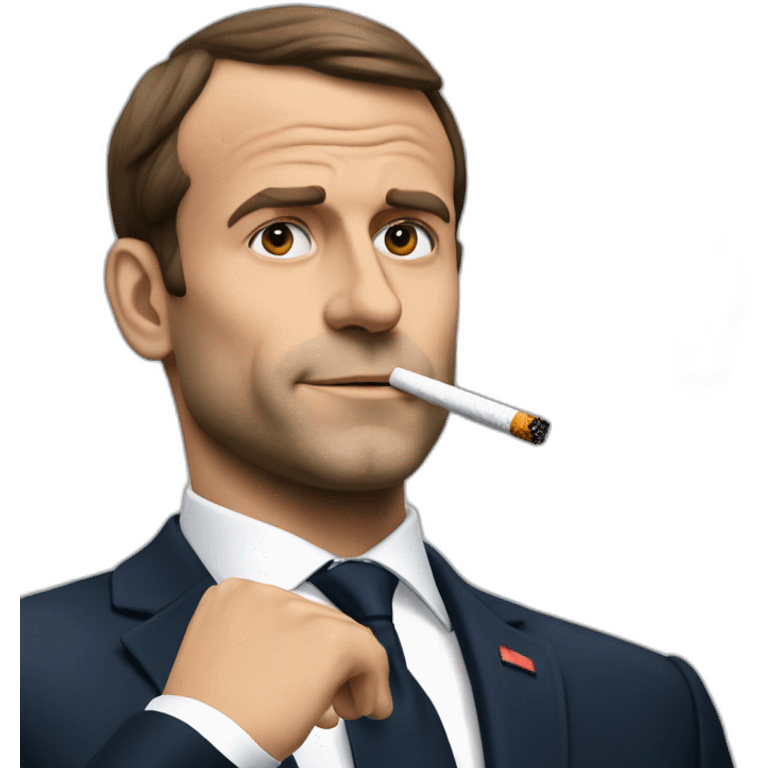 Macron en train de fumer une cigarette emoji