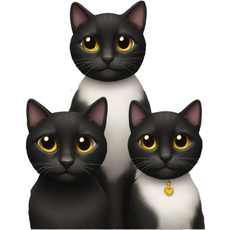 Three black cats emoji