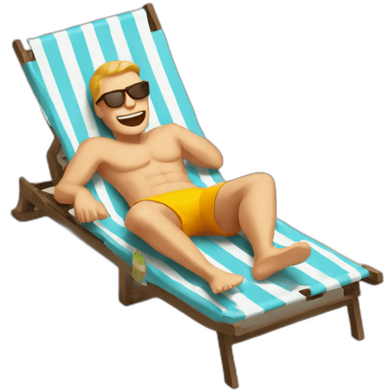 man in a sun lounger on the beach emoji