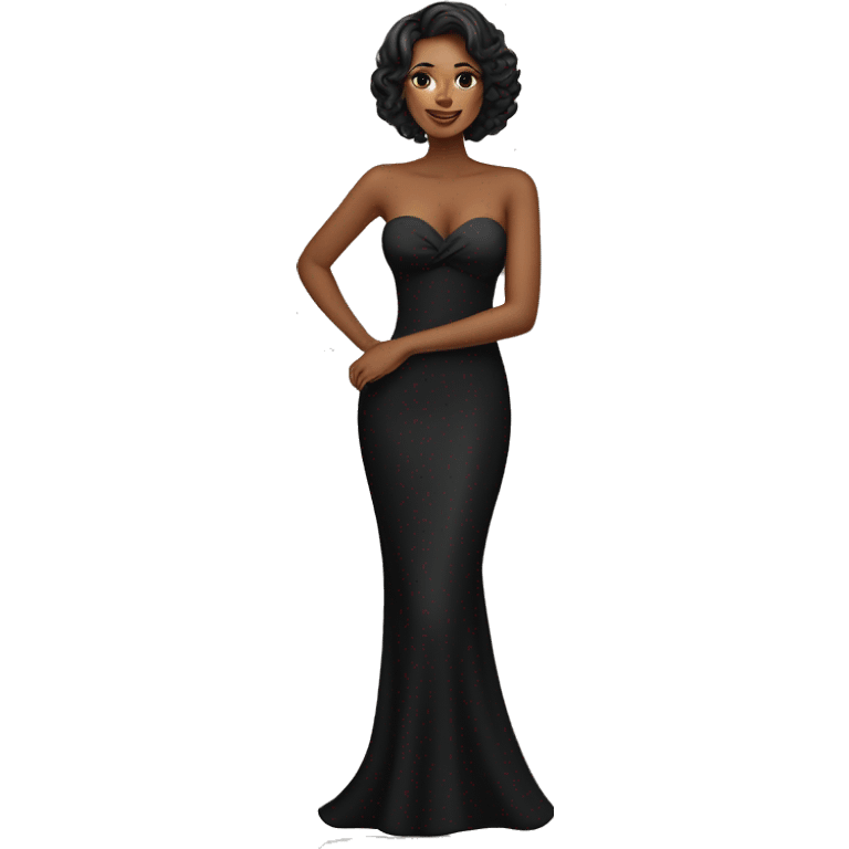 gorgeous lady wearing black strapless dress emoji