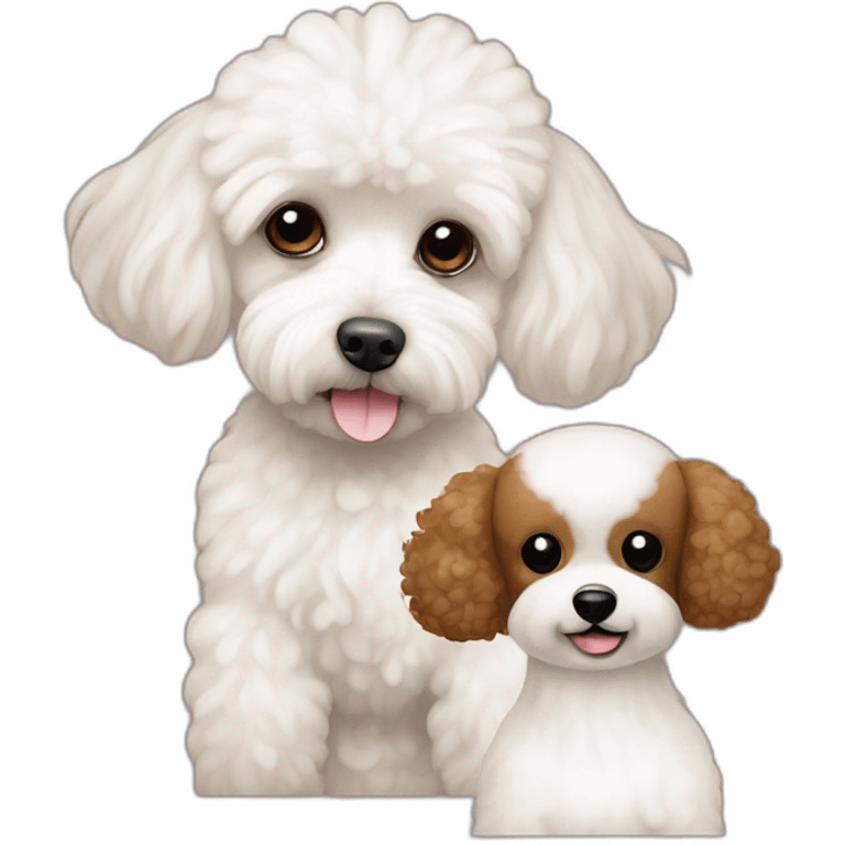 Brown toy poodle next to an all white Maltese emoji