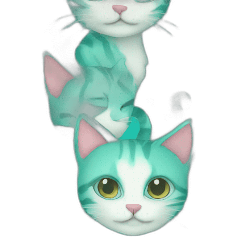 Turquoise cat love emoji