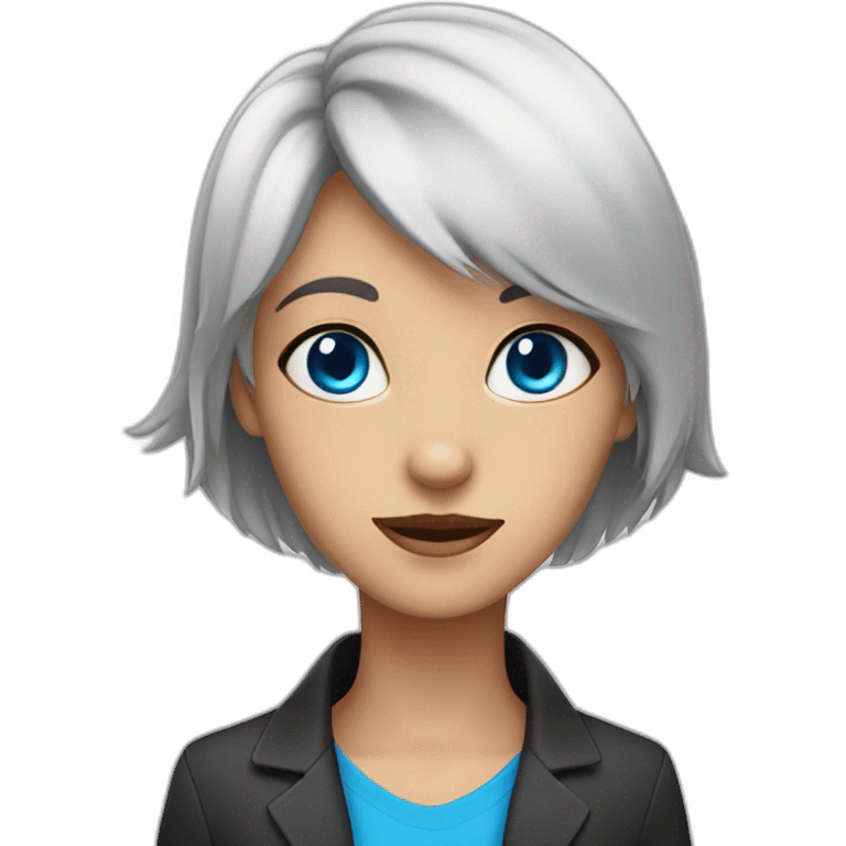 black cat with blue eyes goes to work emoji