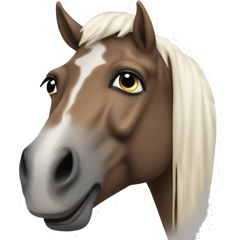 Alazán horse with a white stain in the middle of the face  emoji