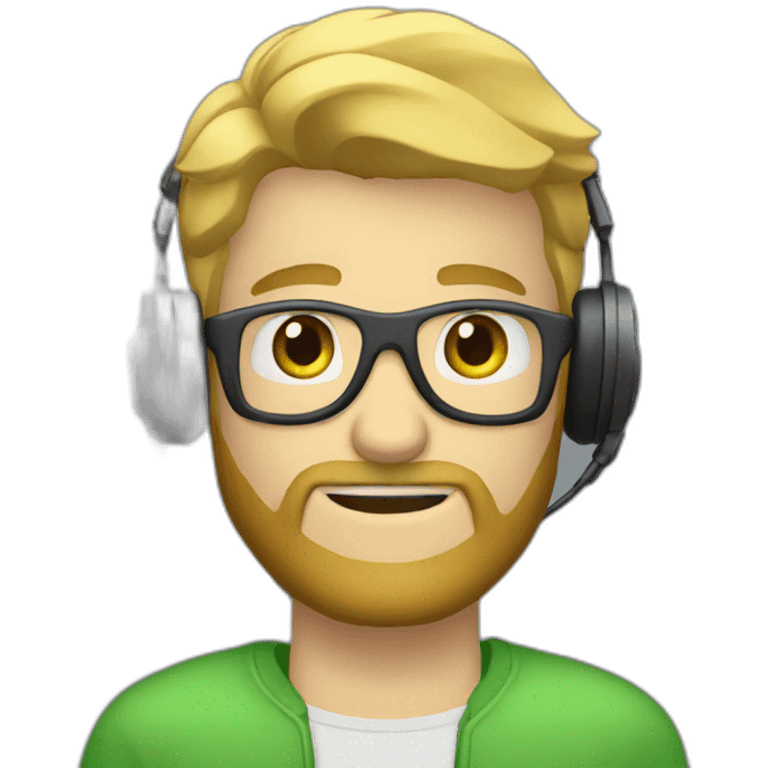 Blonde guy with beard and video game headset emoji