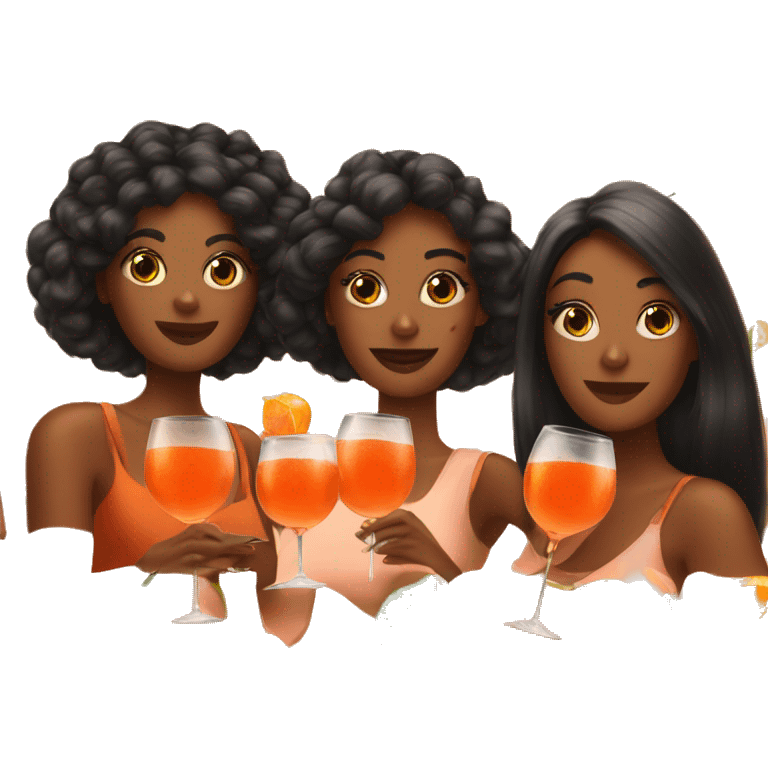 Three women drinking aperol spritz emoji