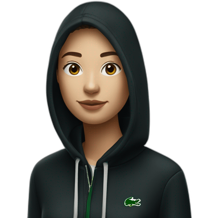 Lacoste bag girl with black lacoste hoodie emoji