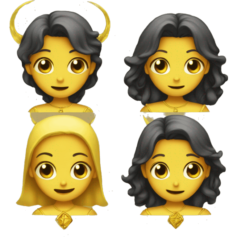 Yellow Gemini angel and devil twins  emoji