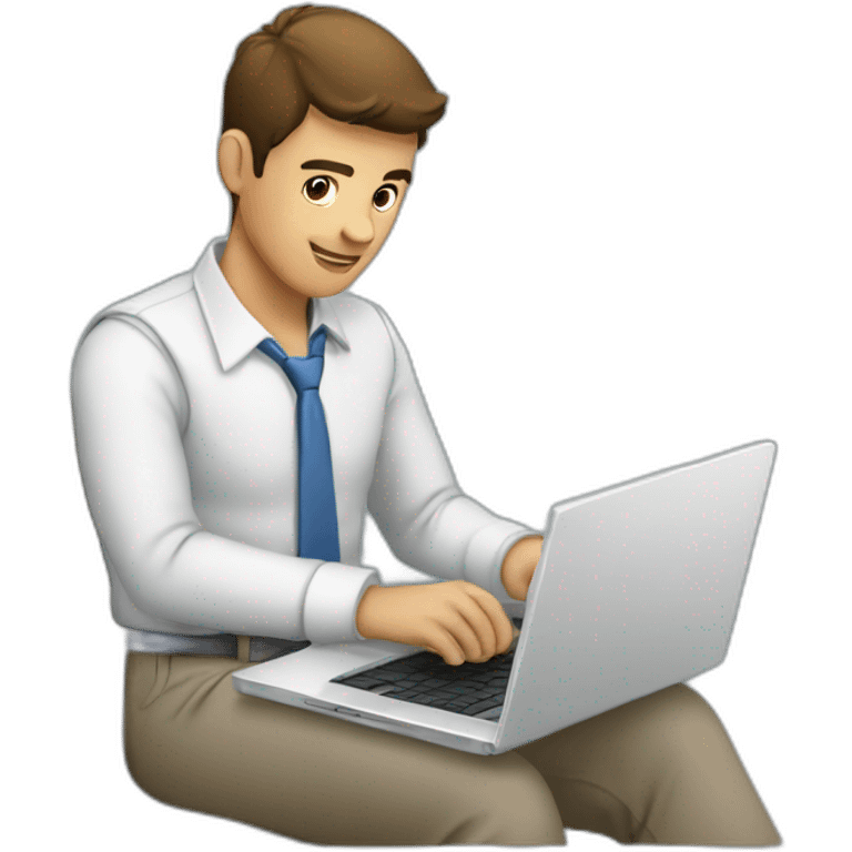 hombre joven trabajando en su laptop emoji