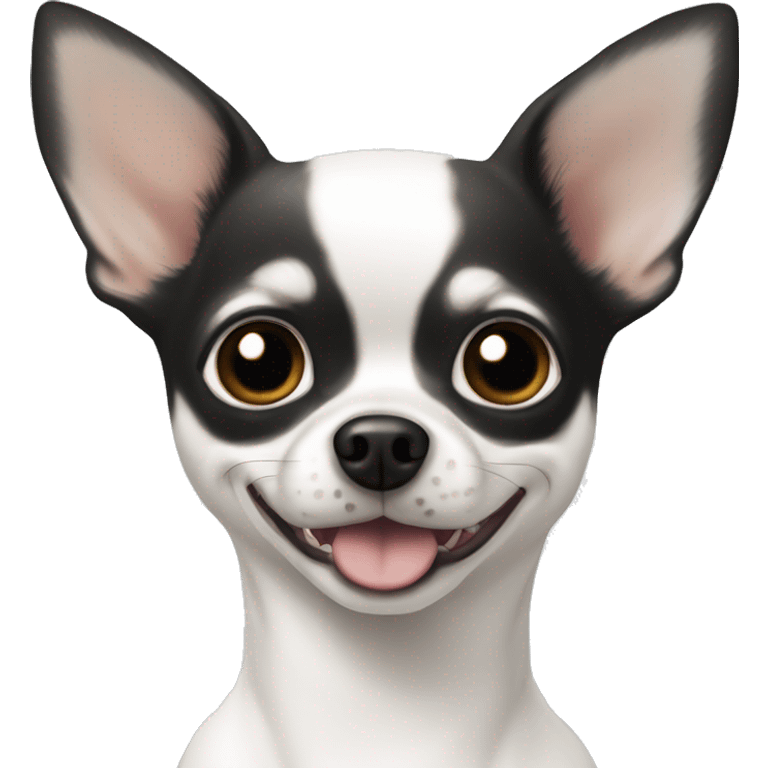 A white dear head Chihuahua, with jet black eyes emoji