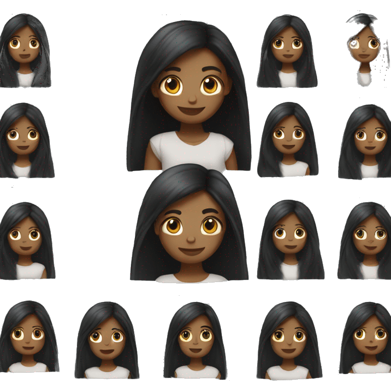 Black straight long hair girl emoji