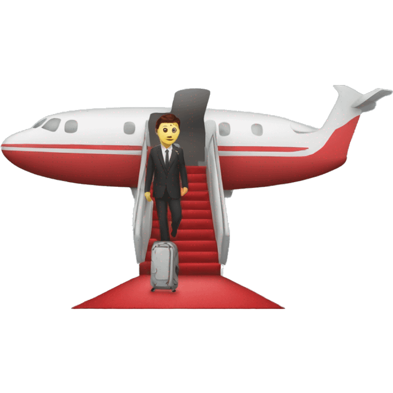 exit from airplane with a red carpet emoji