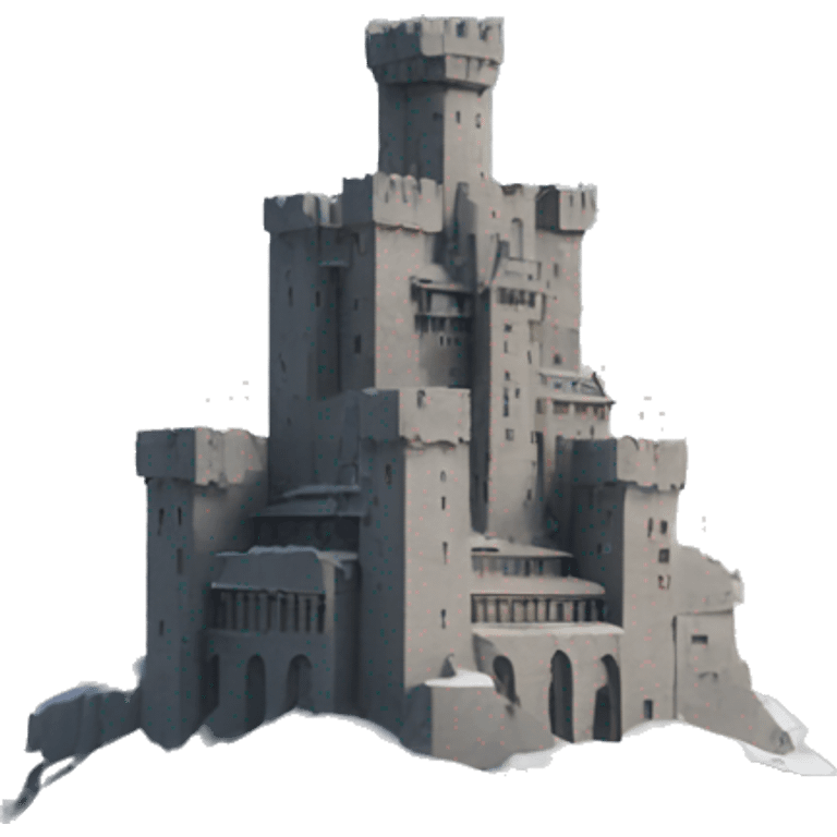 large brutalist castle on a snowy mountain  emoji