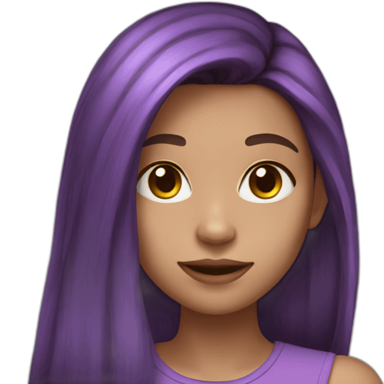  girl with long Brown hair with purple highlights and Light skin emoji