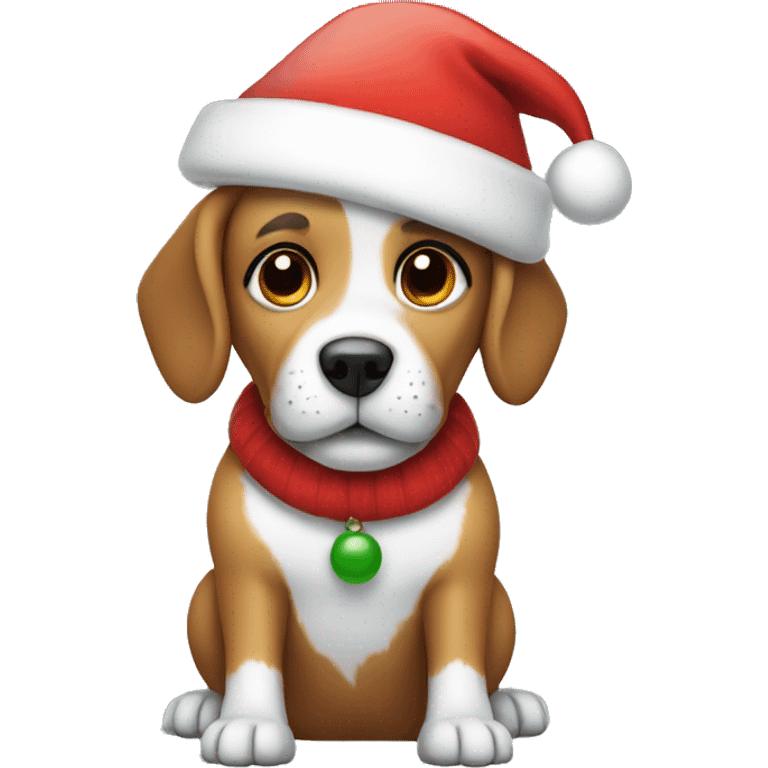 Dog wearing a santa hat emoji