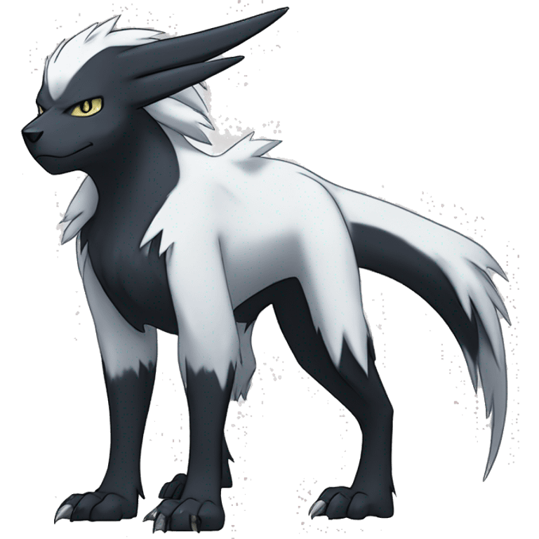 Cool Edgy Absol-Houndoom-Luxray Fakémon Digimon with Edgy markings, full body, outlined emoji