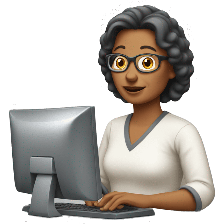 Middle aged Woman using computer emoji