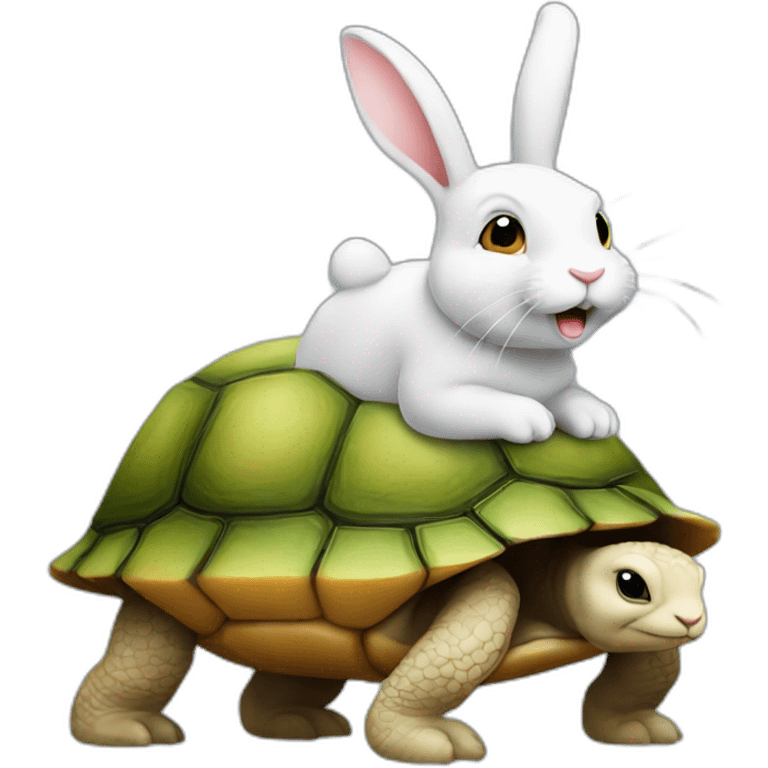 lapin sur tortue emoji