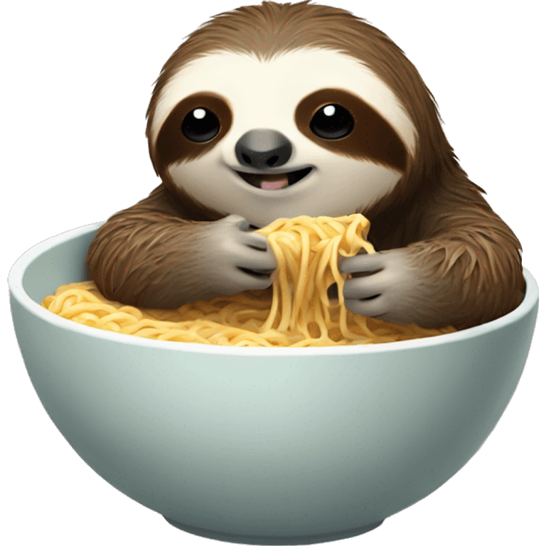 cute sloth eating ramen noodles from a bowl emoji