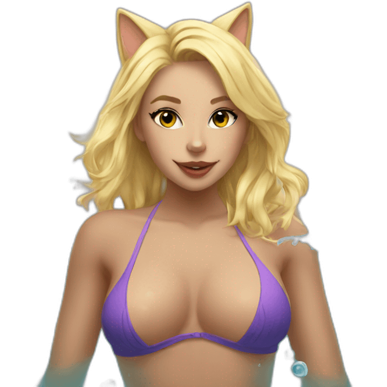 hot catgirl blonde swim emoji