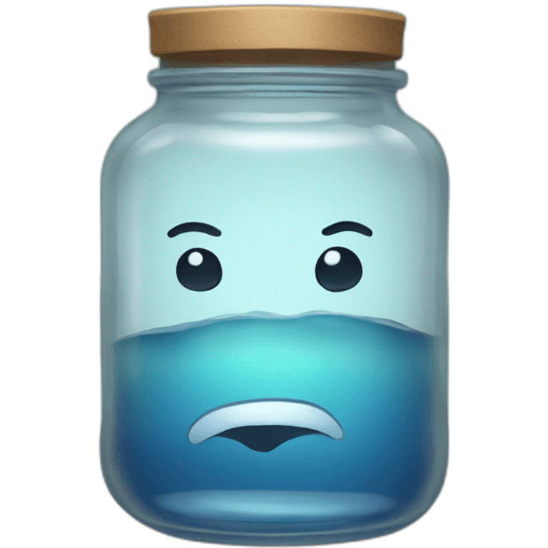 a glass jar of liquid smirks slyly emoji