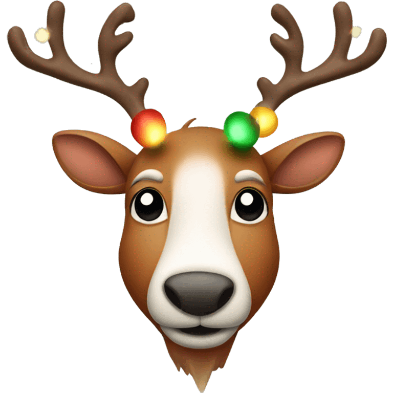 rudolf red nose reindeer with christmas lights on antlers emoji