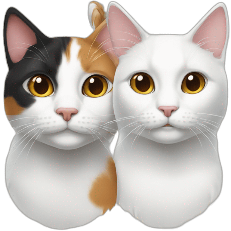 1 calico cat and 1 white cat emoji