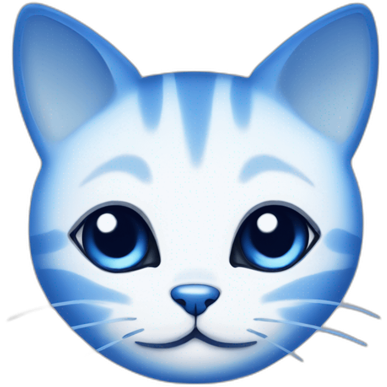 Blue simplistic sketch of a cute cat face emoji