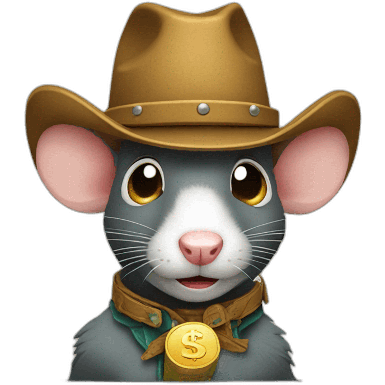 greedy cowboy rat with dollars in the eyes emoji