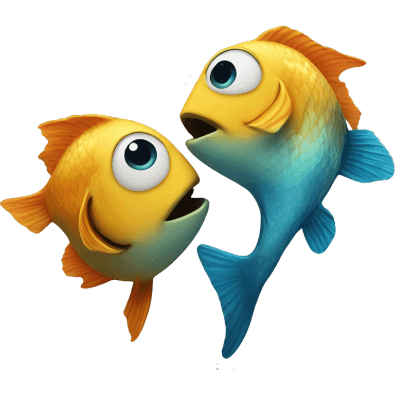 Two fish kiss each other  emoji