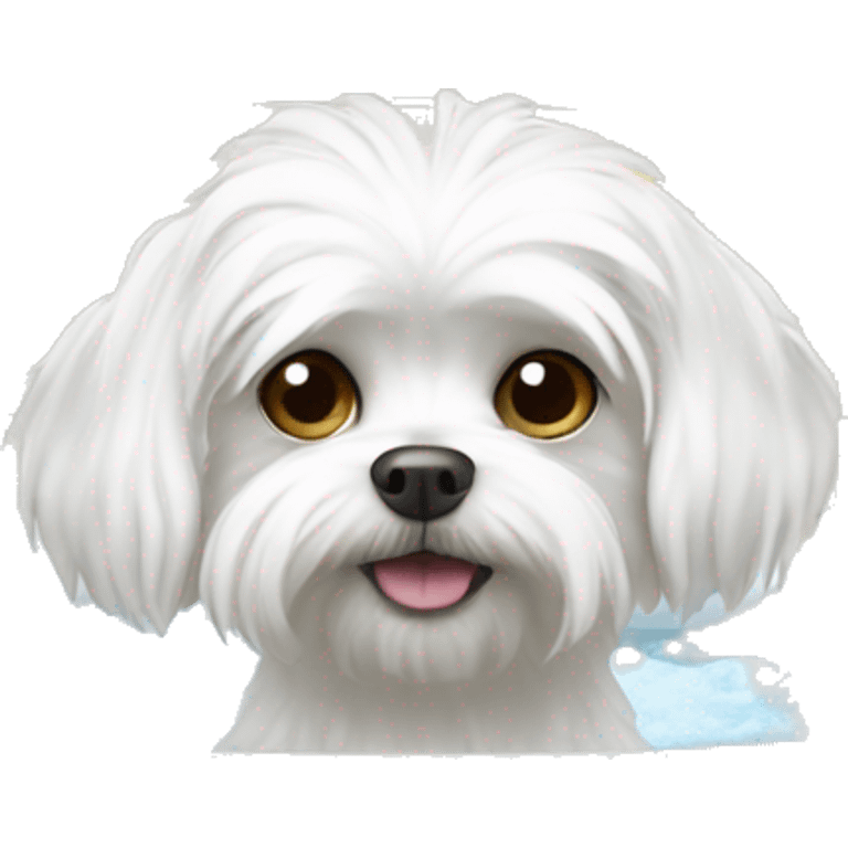 Maltese dog in a bath emoji