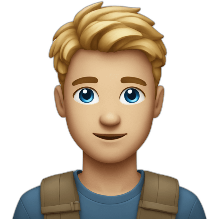 Young man, blue eyes, light hear, ux/ui designer emoji