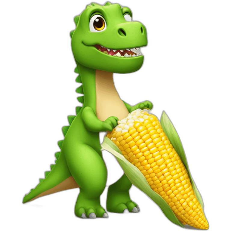 Dinosaure qui porte une chemise et tien un bol de corn flex emoji