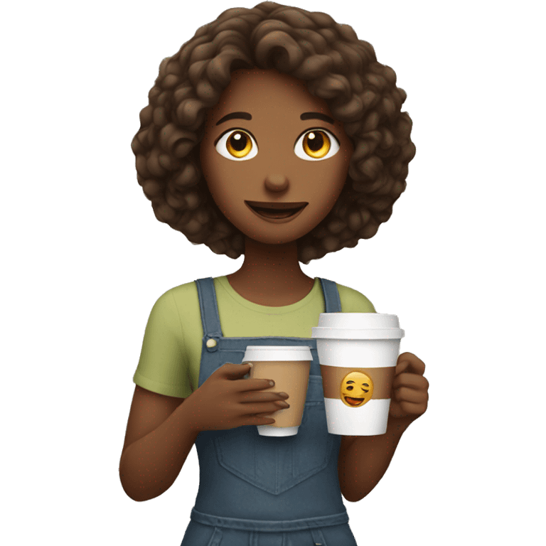 Girl holding coffee emoji