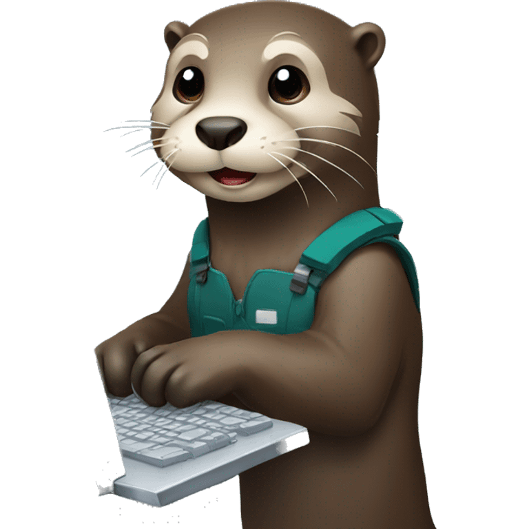 Otter working on computer emoji