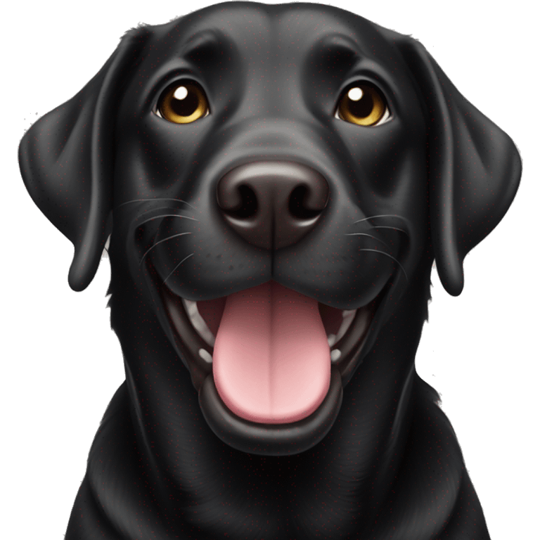 Black labrador smiling  emoji