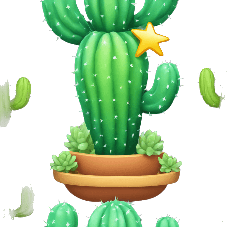 Shining Rainbow colored cactus emoji