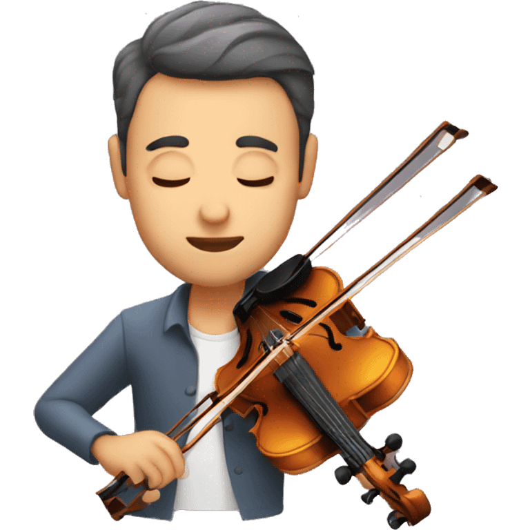 man playing the violon with eyes closed emoji